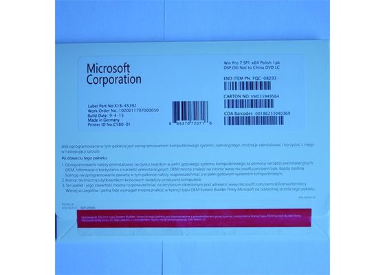 Çin OEM Paketi Microsoft Windows 7 Professional Lisans Anahtarı Yazılımı DVD / COA Lisansı Tedarikçi