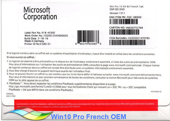 Çin % 100 Orijinal Windows 10 Pro OEM Sticker 64Bit Ticari OEM Tedarikçi