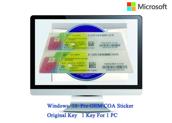 Çin Otantik Windows 10 Ürün Anahtarı 32bit / 64bit İşletim Sistemleri COA X20 Tam Sürüm Yazılımı Tedarikçi