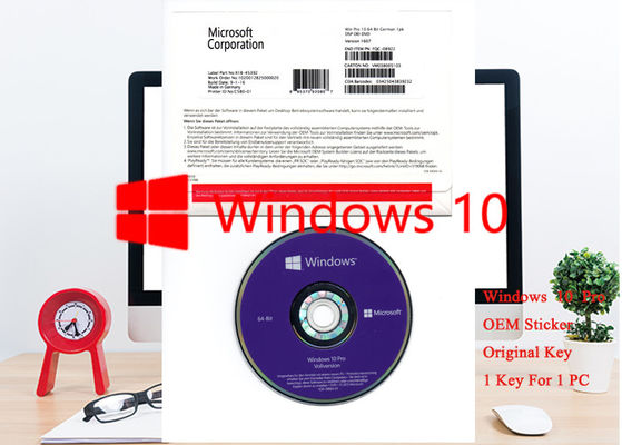 Çin OEM Alman Windows 10 Pro OEM Etiket 64bit 1pk DSP DVD Yazılımı Profesyonel Tedarikçi