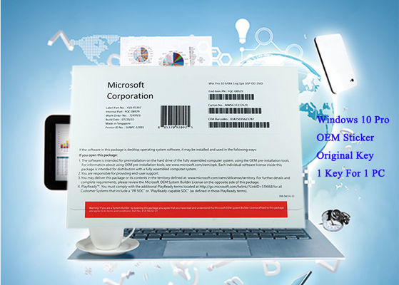 Çin İngilizce Sürüm Paketi, Windows 10 Pro OEM Etiket Bilgisayar Sistemi 1pk DSP DVD Tedarikçi