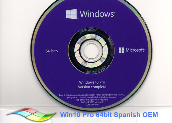 Çin Orijinal İspanyolca Sürüm Windows 10 Pro OEM Sticker Windows 10 64 Bit Dvd Tedarikçi